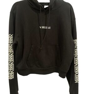 VANS Women's Medium Box LOGO BLACK HOODIE CHECKERED PRINT